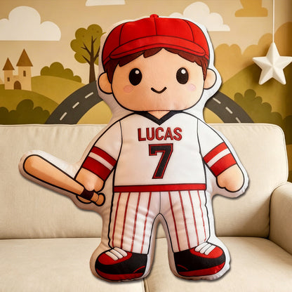Personalized Baseball Player Pillow – Unique Gift for Kids, Players & Fans