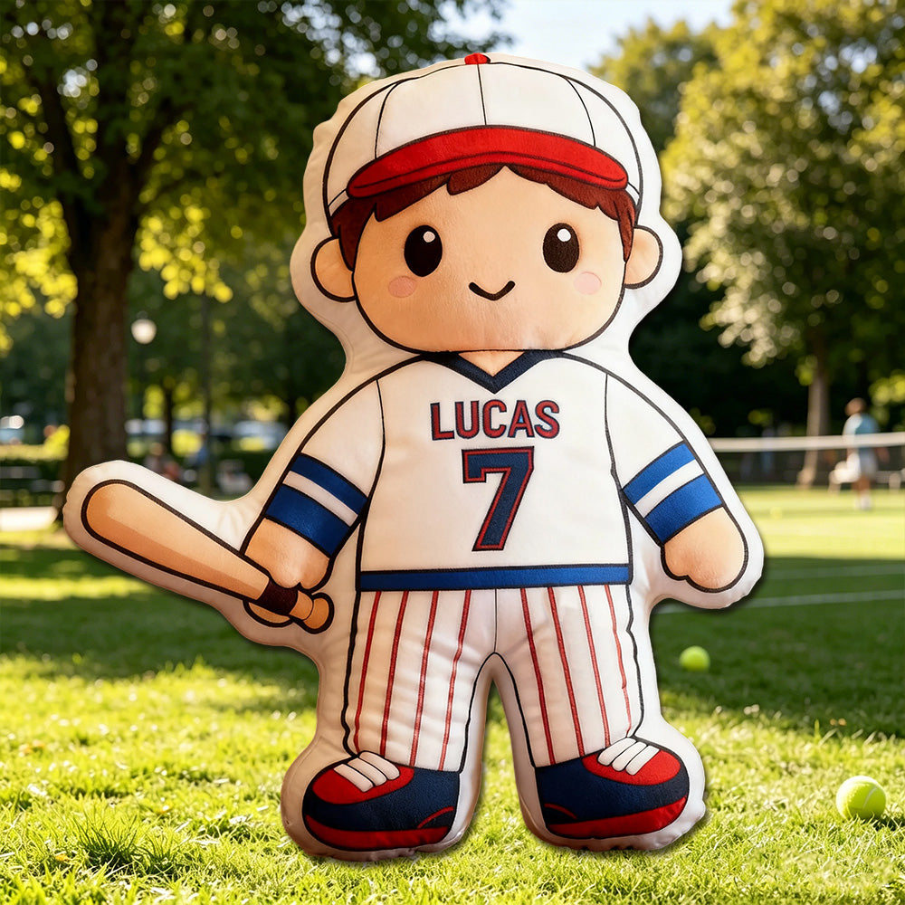 Personalized Baseball Player Pillow – Unique Gift for Kids, Players & Fans
