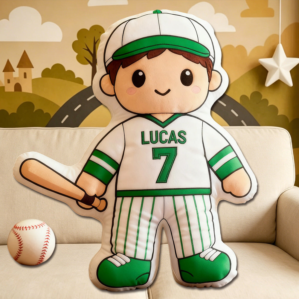 Personalized Baseball Player Pillow – Unique Gift for Kids, Players & Fans
