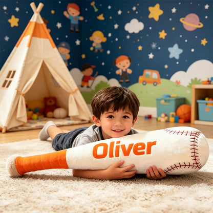Personalized Baseball Bat Shaped Pillow with Custom Name for Kids