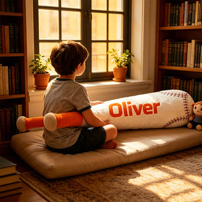 Personalized Baseball Bat Shaped Pillow with Custom Name for Kids