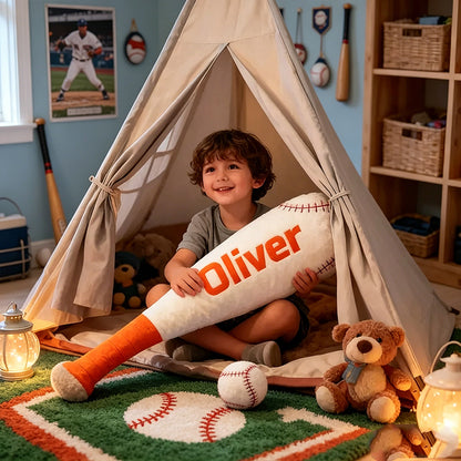 Personalized Baseball Bat Shaped Pillow with Custom Name for Kids