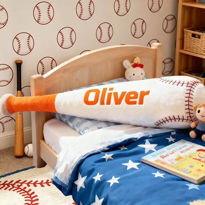 Personalized Baseball Bat Shaped Pillow with Custom Name for Kids