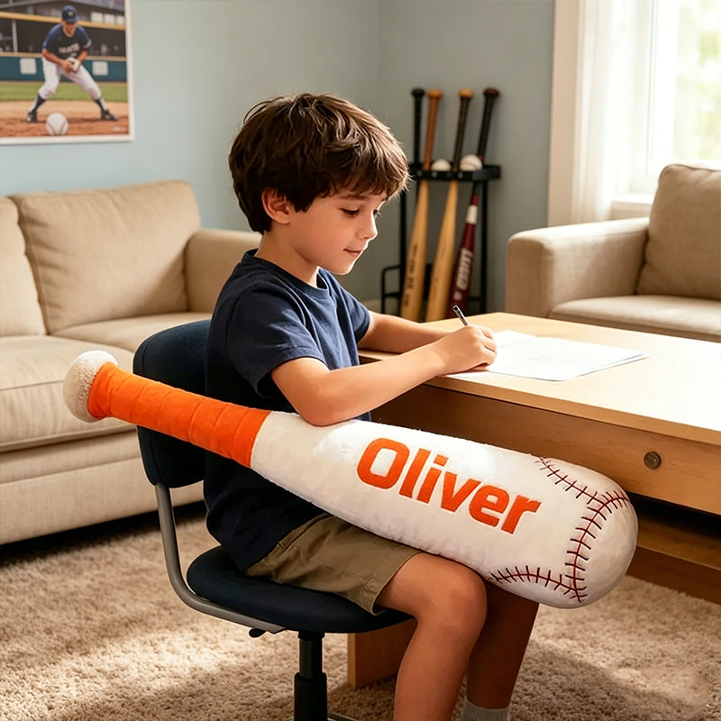 Personalized Baseball Bat Shaped Pillow with Custom Name for Kids