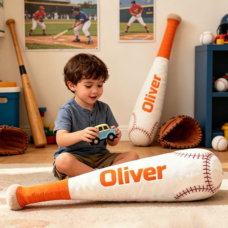 Personalized Baseball Bat Shaped Pillow with Custom Name for Kids