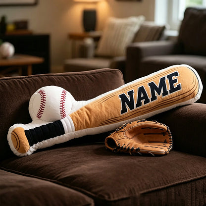 Personalized Baseball Bat & Ball Pillow – Unique Custom Gift for Baseball Fans