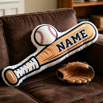 Personalized Baseball Bat & Ball Pillow – Unique Custom Gift for Baseball Fans