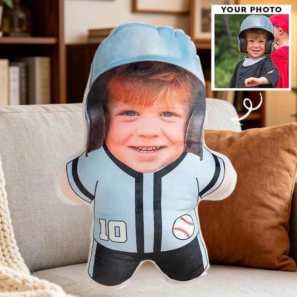 Personalized Baseball Photo Pillow with Custom Face – Funny Custom Shaped Pillow
