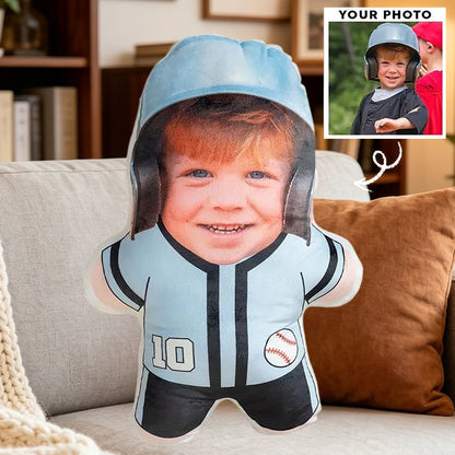 Personalized Baseball Photo Pillow with Custom Face – Funny Custom Shaped Pillow