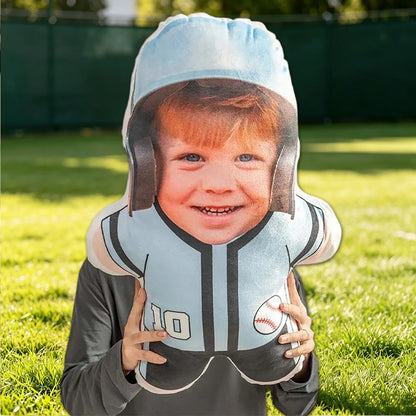 Personalized Baseball Photo Pillow with Custom Face – Funny Custom Shaped Pillow