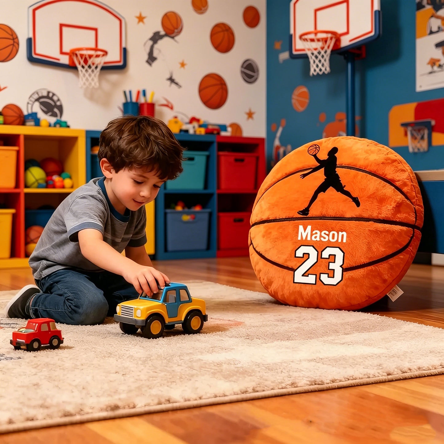Personalized Basketball Pillow with Custom Name and Jersey Number for Kids & Fans