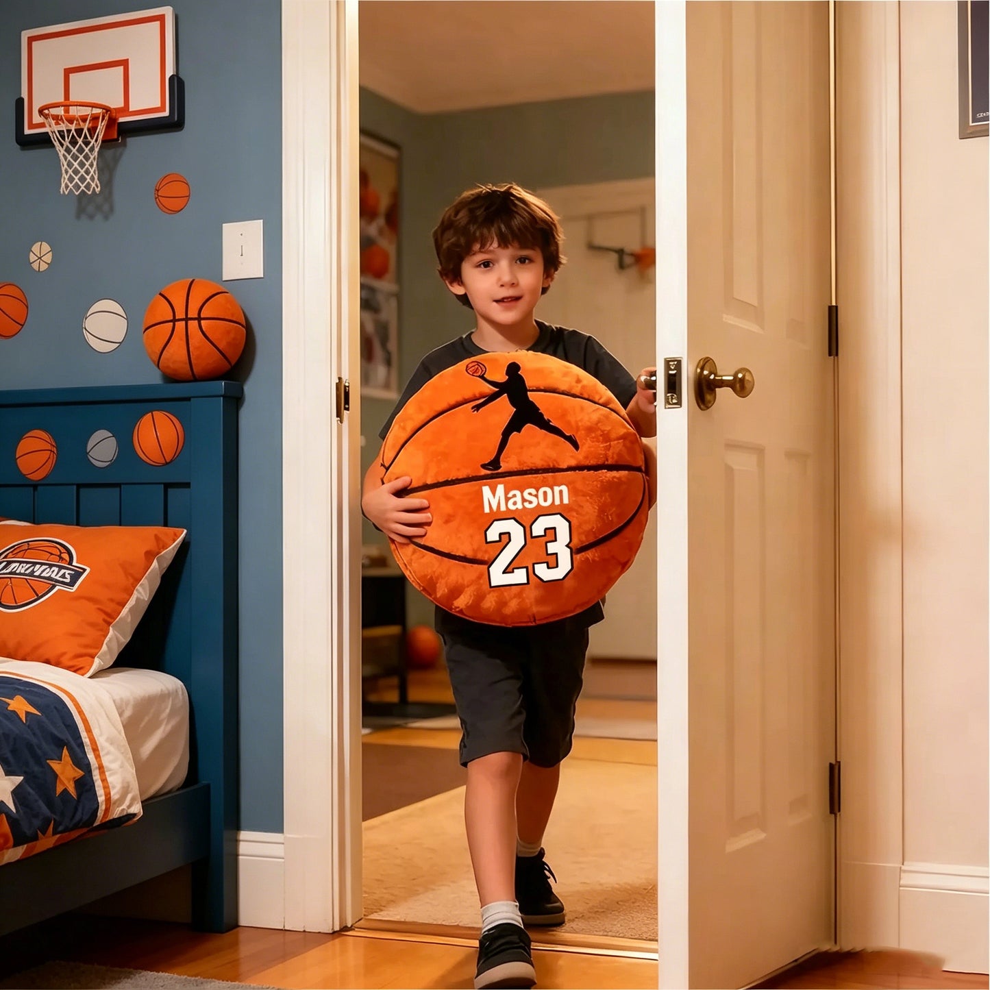 Personalized Basketball Pillow with Custom Name and Jersey Number for Kids & Fans