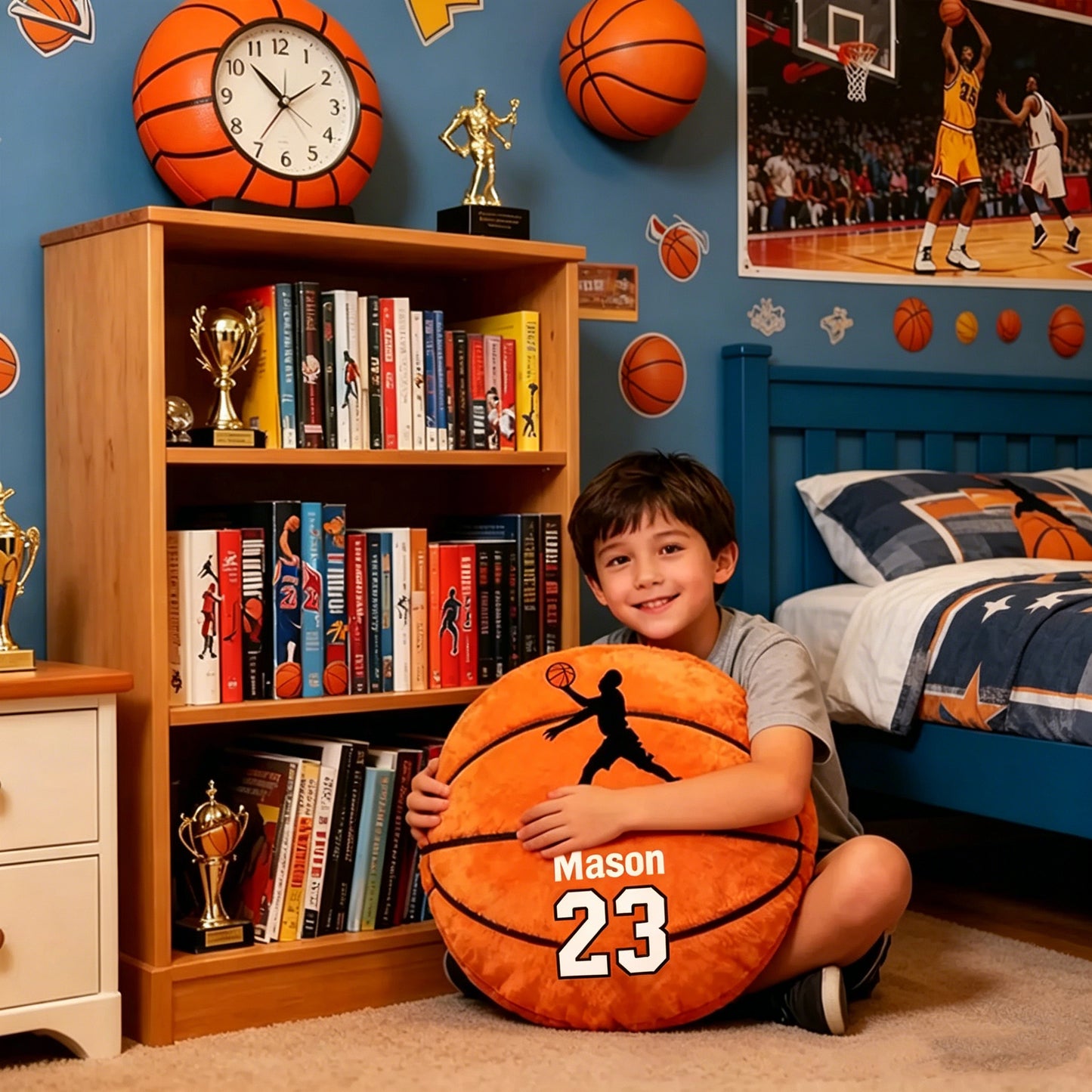 Personalized Basketball Pillow with Custom Name and Jersey Number for Kids & Fans