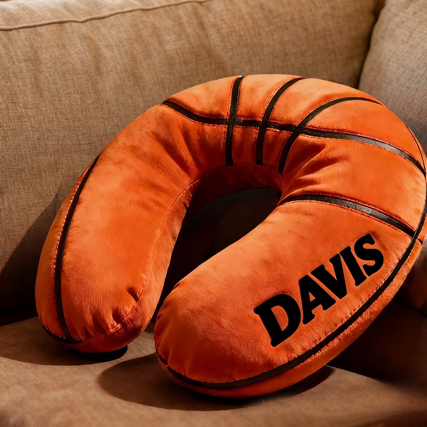 Custom Name Basketball Travel Pillow – U-Shaped Neck Support for Fans and Athletes