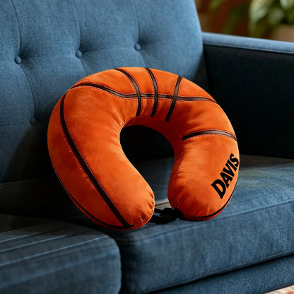 Custom Name Basketball Travel Pillow – U-Shaped Neck Support for Fans and Athletes