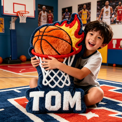 Personalized Basketball Flame Pillow with Custom Name for Basketball Enthusiasts