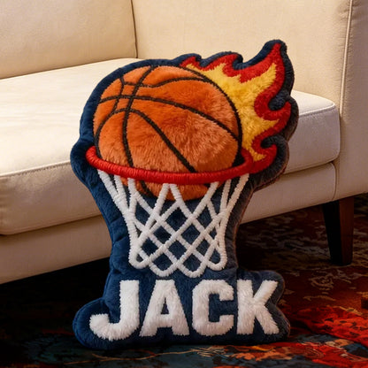 Personalized Basketball Flame Pillow with Custom Name for Basketball Enthusiasts