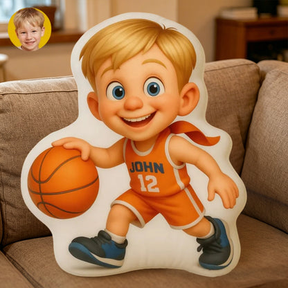 Custom Face Basketball Player Pillow – Personalized Pixar-Style Gift for Kids