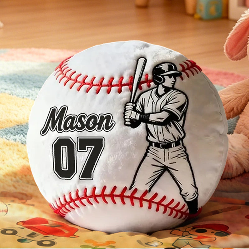 Custom Name Baseball Pillow with Player Design – Fun Gift for Young Athletes