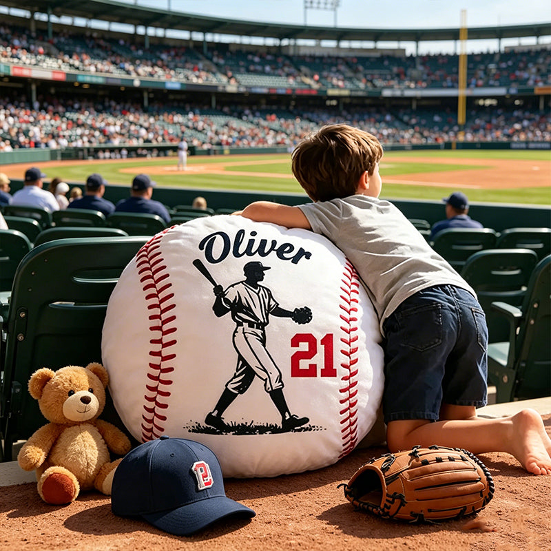 Custom Name Baseball Pillow with Player Design – Fun Gift for Young Athletes