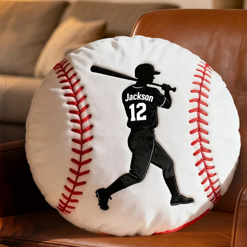 Custom Name Baseball Pillow with Player Design – Fun Gift for Young Athletes