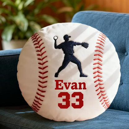Custom Name Baseball Pillow with Player Design – Fun Gift for Young Athletes