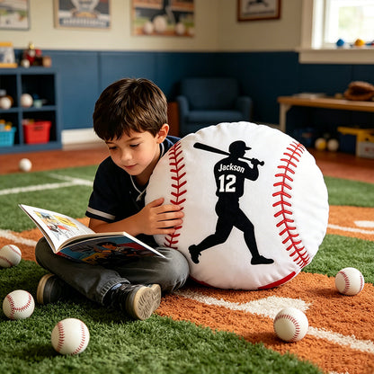 Custom Name Baseball Pillow with Player Design – Fun Gift for Young Athletes