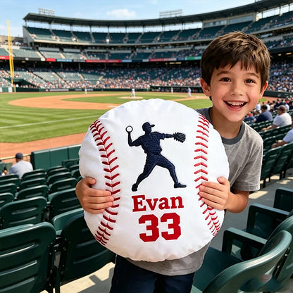 Custom Name Baseball Pillow with Player Design – Fun Gift for Young Athletes