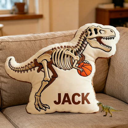 Custom Dinosaur Basketball Pillow – Personalized Name Gift for Young Athletes