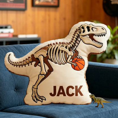 Custom Dinosaur Basketball Pillow – Personalized Name Gift for Young Athletes