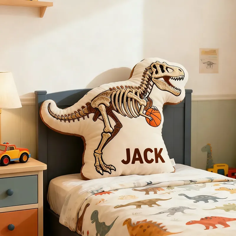 Custom Dinosaur Basketball Pillow – Personalized Name Gift for Young Athletes