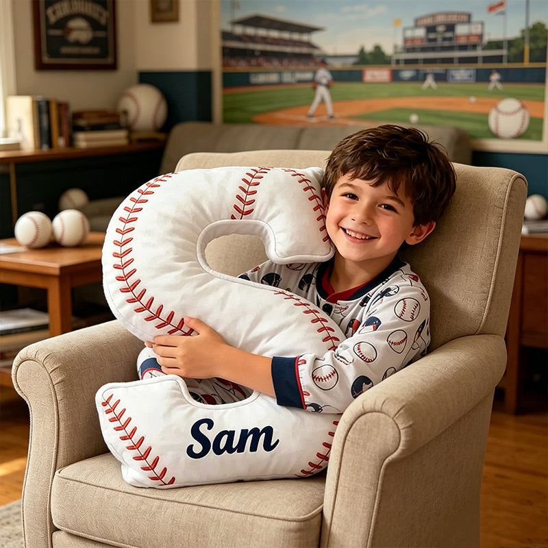 Personalized Baseball Letter Pillow, Custom Name for Kids and Sports Fans