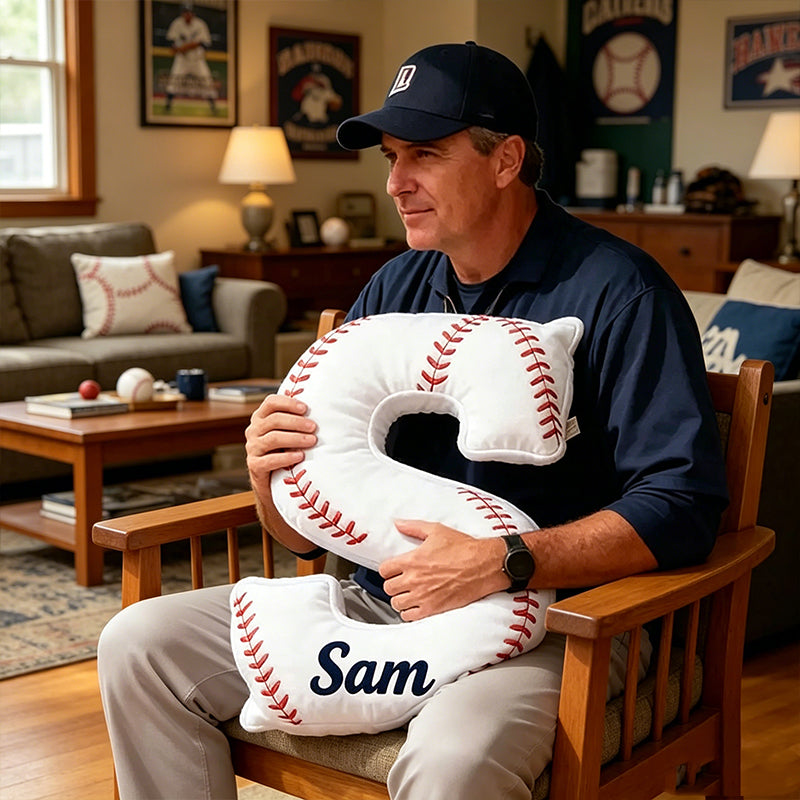 Personalized Baseball Letter Pillow, Custom Name for Kids and Sports Fans
