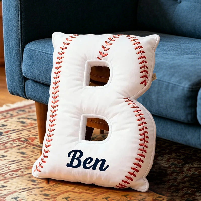Personalized Baseball Letter Pillow, Custom Name for Kids and Sports Fans