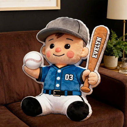 Custom Baseball Pillow – Personalized Name and Jersey Number for Young Players