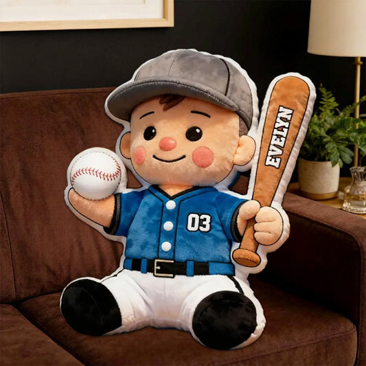 Custom Baseball Pillow – Personalized Name and Jersey Number for Young Players