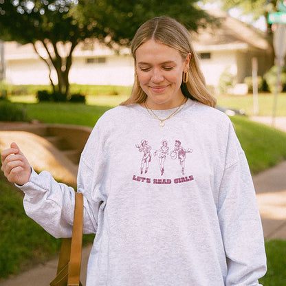 Let's Read Girls Sweatshirt Shirt Oversized Bookish Cowgirl Gift For Book Lover