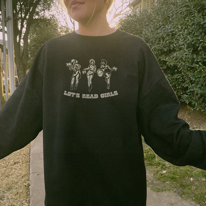 Let's Read Girls Sweatshirt Shirt Oversized Bookish Cowgirl Gift For Book Lover