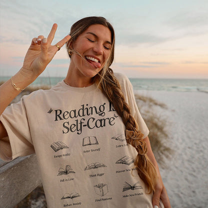 Reading Is Self-Care Retro Shirt Sweatshirt Oversized  Bookworm Romance Reader Gift For Book Lover