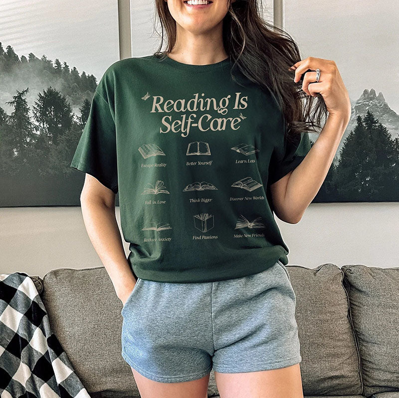 Reading Is Self-Care Retro Shirt Sweatshirt Oversized  Bookworm Romance Reader Gift For Book Lover