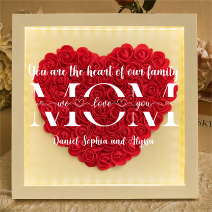Personalized Family LED Light Flower Shadow Box With Kids Names Mother's Day Gift