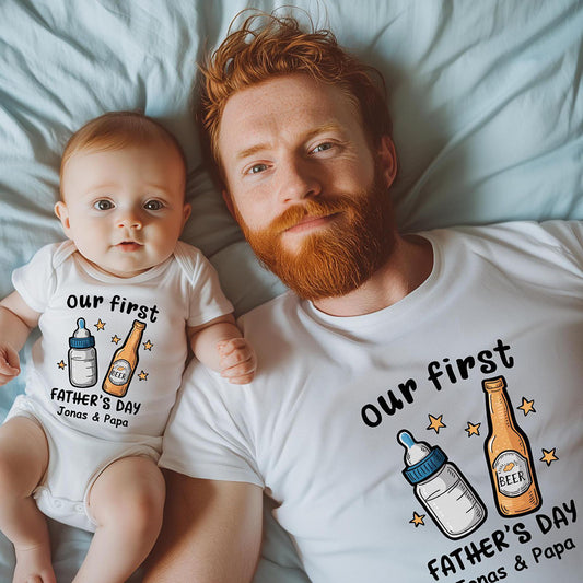 Personalized Dad and Son Matching Shirts Father Daughter Matching Tees 1st Father’s Day Gift for Dad
