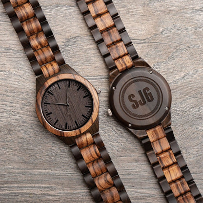 Personalized Engraved Wooden Watch for Men Anniversary Gifts for Husband