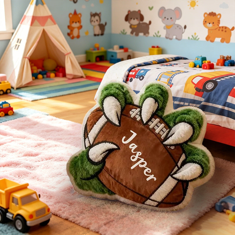 Personalized Beast Claw Football Pillow – Add Your Name for a Unique Christmas Gift for Football Fans