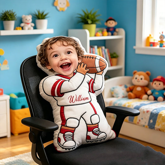 Personalized Football Photo Doll Pillow with Custom Face for Kids