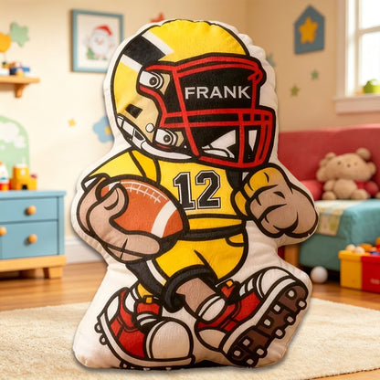 Custom Football Pillow – Personalized Name & Jersey Number for Players and Fans
