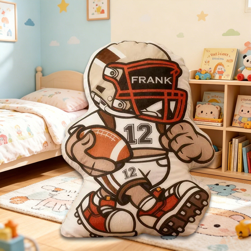 Custom Football Pillow – Personalized Name & Jersey Number for Players and Fans