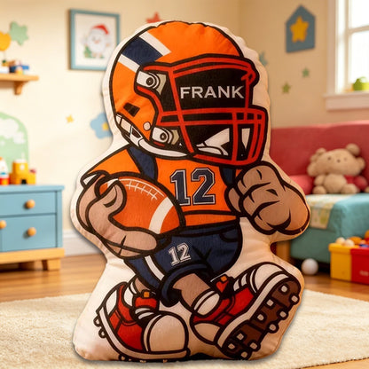 Custom Football Pillow – Personalized Name & Jersey Number for Players and Fans