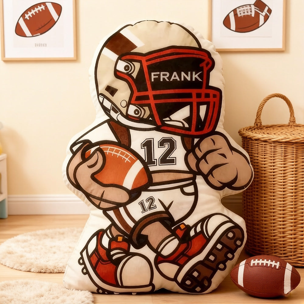 Custom Football Pillow – Personalized Name & Jersey Number for Players and Fans