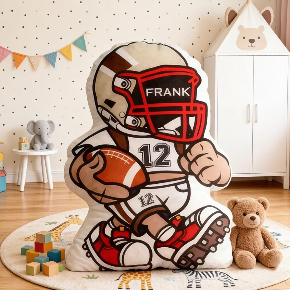 Custom Football Pillow – Personalized Name & Jersey Number for Players and Fans